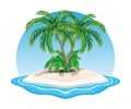 Island icon with palm trees.